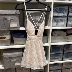 Angel Biba Elegant Lace Mini Dress in Cream